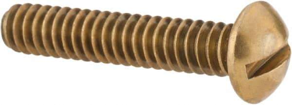 Value Collection - #10-24 UNC, 1" Length Under Head Slotted Drive Machine Screw - Round Head, Brass, Without Washer - Apex Tool & Supply