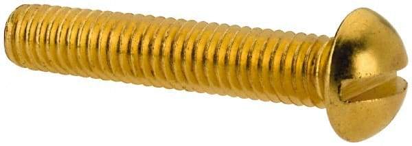 Value Collection - #10-32 UNF, 1" Length Under Head Slotted Drive Machine Screw - Round Head, Brass, Without Washer - Apex Tool & Supply