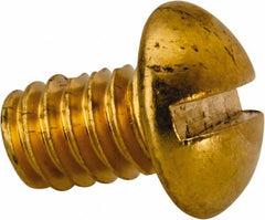 Value Collection - 1/4-20 UNC, 3/8" Length Under Head Slotted Drive Machine Screw - Round Head, Brass, Uncoated, Without Washer - Apex Tool & Supply