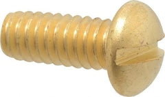 Value Collection - 1/4-20 UNC, 5/8" Length Under Head Slotted Drive Machine Screw - Round Head, Brass, Without Washer - Apex Tool & Supply