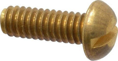 Value Collection - 1/4-20 UNC, 3/4" Length Under Head Slotted Drive Machine Screw - Round Head, Brass, Without Washer - Apex Tool & Supply