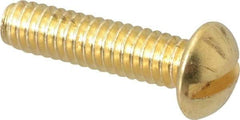 Value Collection - 1/4-20 UNC, 1" Length Under Head Slotted Drive Machine Screw - Round Head, Brass, Without Washer - Apex Tool & Supply