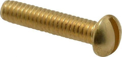 Value Collection - 1/4-20 UNC, 1-1/4" Length Under Head Slotted Drive Machine Screw - Round Head, Brass, Without Washer - Apex Tool & Supply