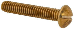 Value Collection - 1/4-20 UNC, 1-1/2" Length Under Head Slotted Drive Machine Screw - Round Head, Brass, Without Washer - Apex Tool & Supply
