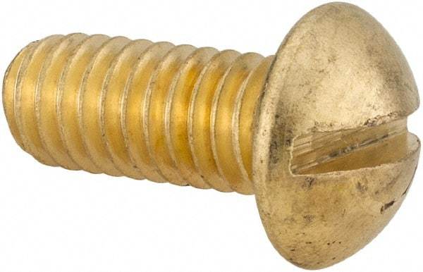 Value Collection - 5/16-18 UNC, 3/4" Length Under Head Slotted Drive Machine Screw - Round Head, Brass, Uncoated, Without Washer - Apex Tool & Supply