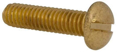 Made in USA - 5/16-18 UNC, 1-1/4" Length Under Head Slotted Drive Machine Screw - Round Head, Brass, Uncoated, Without Washer - Apex Tool & Supply