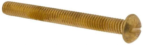 Made in USA - 5/16-18 UNC, 3" Length Under Head Slotted Drive Machine Screw - Round Head, Brass, Uncoated, Without Washer - Apex Tool & Supply