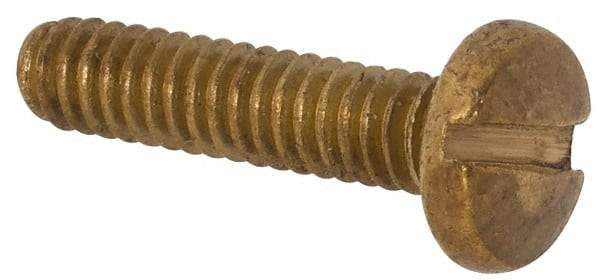 Made in USA - #2-56 UNC, 3/8" Length Under Head Slotted Drive Machine Screw - Binding Head, Brass, Uncoated, Without Washer - Apex Tool & Supply