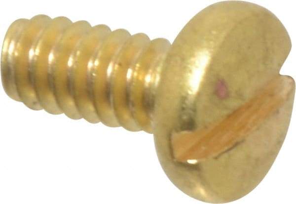 Made in USA - #4-40 UNC, 1/4" Length Under Head Slotted Drive Machine Screw - Binding Head, Brass, Uncoated, Without Washer - Apex Tool & Supply