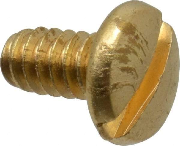 Made in USA - #6-32 UNC, 1/4" Length Under Head Slotted Drive Machine Screw - Binding Head, Brass, Uncoated, Without Washer - Apex Tool & Supply