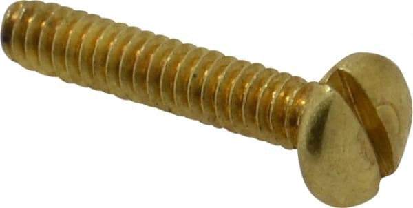 Made in USA - #6-32 UNC, 3/4" Length Under Head Slotted Drive Machine Screw - Binding Head, Brass, Uncoated, Without Washer - Apex Tool & Supply