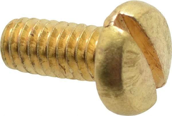 Made in USA - #8-32 UNC, 3/8" Length Under Head Slotted Drive Machine Screw - Binding Head, Brass, Uncoated, Without Washer - Apex Tool & Supply