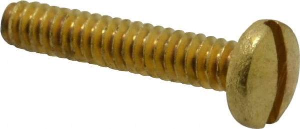 Value Collection - #10-24 UNC, 1" Length Under Head Slotted Drive Machine Screw - Binding Head, Brass, Uncoated, Without Washer - Apex Tool & Supply