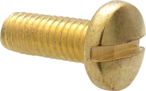 Value Collection - #10-32 UNF, 1/2" Length Under Head Slotted Drive Machine Screw - Binding Head, Brass, Uncoated, Without Washer - Apex Tool & Supply