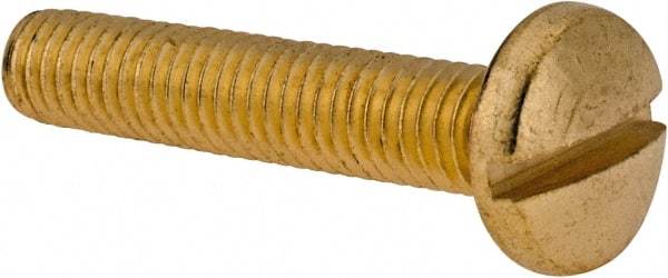 Value Collection - #10-32 UNF, 1" Length Under Head Slotted Drive Machine Screw - Binding Head, Brass, Uncoated, Without Washer - Apex Tool & Supply