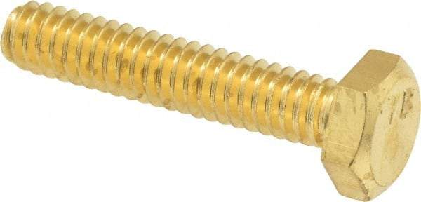 Value Collection - 1/4-20 UNC, 1-1/4" Length Under Head Hex Head Cap Screw - Brass, 7/16" Hex - Apex Tool & Supply
