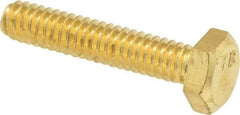 Value Collection - 1/4-20 UNC, 1-1/4" Length Under Head Hex Head Cap Screw - Brass, 7/16" Hex - Apex Tool & Supply