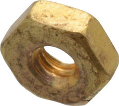Value Collection - #4-40 UNC Brass Right Hand Machine Screw Hex Nut - 1/4" Across Flats, 3/32" High, Uncoated - Apex Tool & Supply