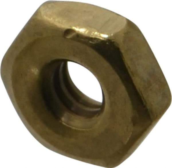 Value Collection - #6-32 UNC Brass Right Hand Machine Screw Hex Nut - 5/16" Across Flats, 7/64" High, Uncoated - Apex Tool & Supply