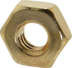 Value Collection - #8-32 UNC Brass Right Hand Machine Screw Hex Nut - 11/32" Across Flats, 1/8" High, Uncoated - Apex Tool & Supply