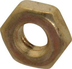 Value Collection - #10-32 UNF Brass Right Hand Machine Screw Hex Nut - 3/8" Across Flats, 1/8" High, Uncoated - Apex Tool & Supply