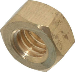 Value Collection - 5/16-18 UNC Brass Right Hand Hex Nut - 1/2" Across Flats, 17/64" High, Uncoated - Apex Tool & Supply