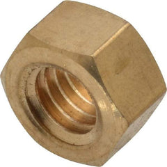 Value Collection - 3/8-16 UNC Brass Right Hand Hex Nut - 9/16" Across Flats, 21/64" High, Uncoated - Apex Tool & Supply