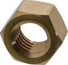 Value Collection - 1/2-13 UNC Brass Right Hand Hex Nut - 3/4" Across Flats, 7/16" High, Uncoated - Apex Tool & Supply