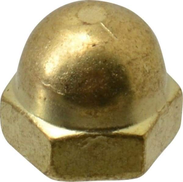 Value Collection - #8-32 UNC, 5/16" Width Across Flats, Uncoated, Brass Acorn Nut - 1/4" Overall Height - Apex Tool & Supply