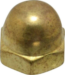 Value Collection - #10-24 UNC, 3/8" Width Across Flats, Uncoated, Brass Acorn Nut - 9/32" Overall Height - Apex Tool & Supply