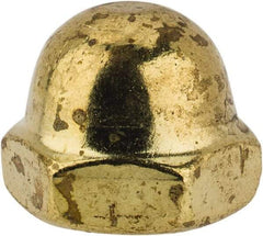 Value Collection - 1/4-20" UNC, 7/16" Width Across Flats, Uncoated, Brass Acorn Nut - 21/64" Overall Height - Apex Tool & Supply