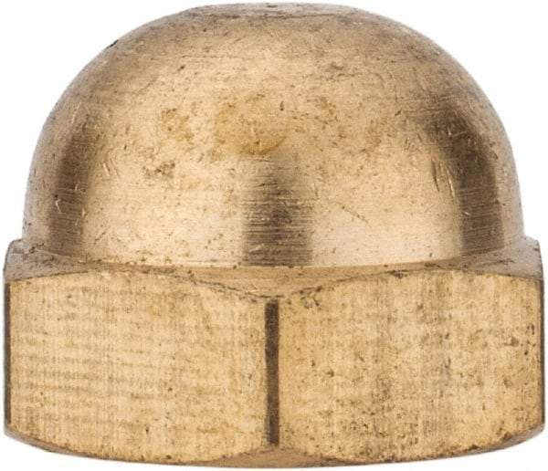 Value Collection - 3/8-16" UNC, 5/8" Width Across Flats, Uncoated, Brass Acorn Nut - 27/64" Overall Height - Apex Tool & Supply