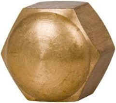 Value Collection - 1/2-13" UNC, 3/4" Width Across Flats, Uncoated, Brass Acorn Nut - 9/16" Overall Height - Apex Tool & Supply