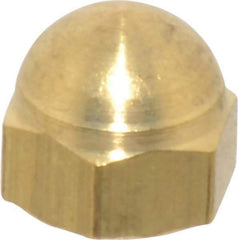 Value Collection - #10-32 UNF, 3/8" Width Across Flats, Uncoated, Brass Acorn Nut - 11/32" Overall Height - Apex Tool & Supply