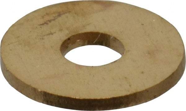 Value Collection - #4 Screw, Brass Standard Flat Washer - 0.12" ID x 1/4" OD, 0.025" Thick, Plain Finish - Apex Tool & Supply