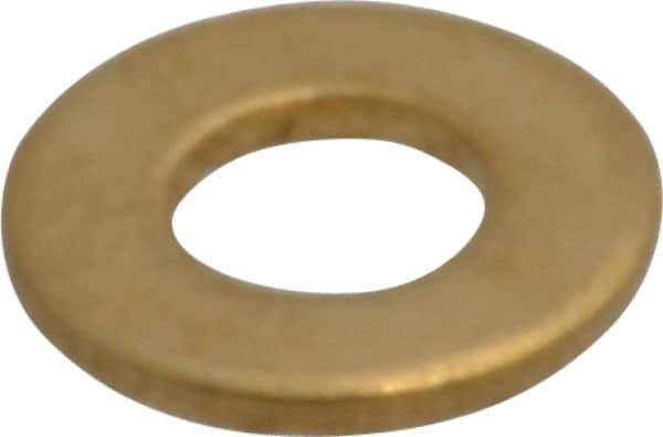 Value Collection - #10 Screw, Brass Standard Flat Washer - 0.2" ID x 7/16" OD, 0.036" Thick, Plain Finish - Apex Tool & Supply