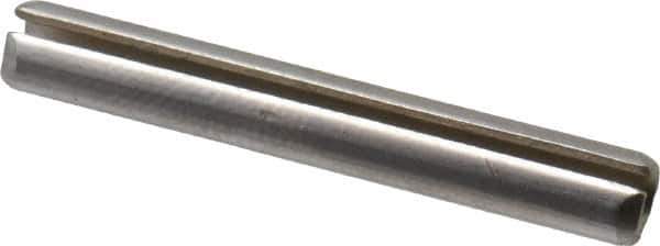 Made in USA - 5/32" Diam x 1-1/8" Long Slotted Spring Pin - Grade 420 Stainless Steel, Bright Finish - Apex Tool & Supply