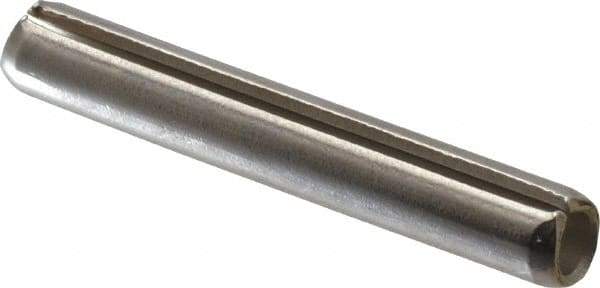 Made in USA - 3/16" Diam x 1-1/4" Long Slotted Spring Pin - Grade 420 Stainless Steel, Bright Finish - Apex Tool & Supply