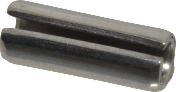 Made in USA - 3/8" Diam x 1" Long Slotted Spring Pin - Grade 420 Stainless Steel, Bright Finish - Apex Tool & Supply