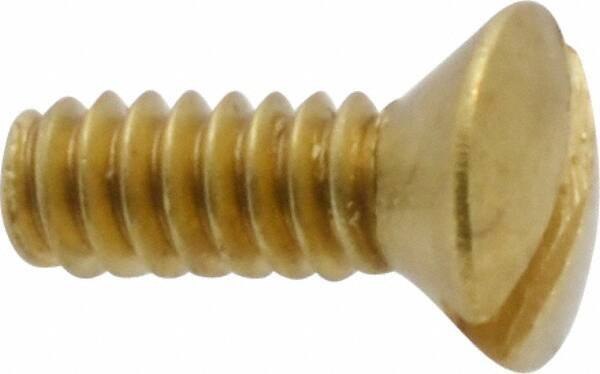 Value Collection - #6-32 UNC, 3/8" OAL Slotted Drive Machine Screw - Oval Head, Brass, Uncoated, Without Washer - Apex Tool & Supply