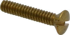 Made in USA - #6-32 UNC, 3/4" OAL Slotted Drive Machine Screw - Oval Head, Brass, Uncoated, Without Washer - Apex Tool & Supply