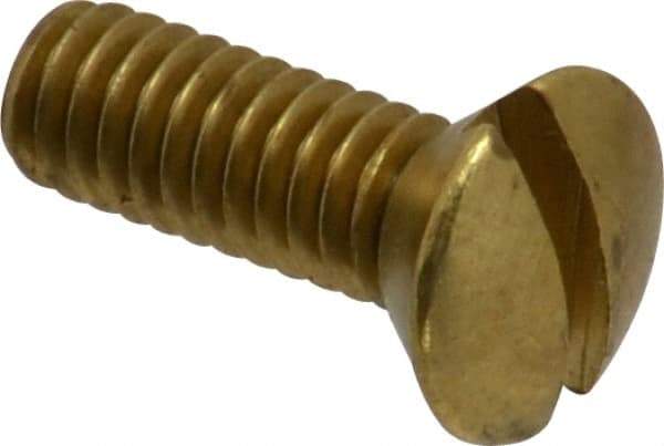 Value Collection - #8-32 UNC, 1/2" OAL Slotted Drive Machine Screw - Oval Head, Brass, Uncoated, Without Washer - Apex Tool & Supply