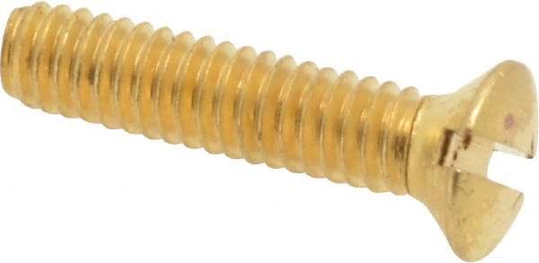 Value Collection - #8-32 UNC, 3/4" OAL Slotted Drive Machine Screw - Oval Head, Brass, Uncoated, Without Washer - Apex Tool & Supply