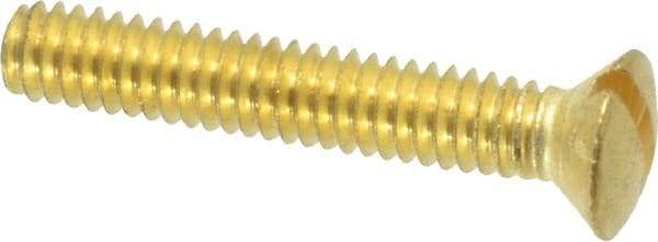 Value Collection - #8-32 UNC, 1" OAL Slotted Drive Machine Screw - Oval Head, Brass, Uncoated, Without Washer - Apex Tool & Supply