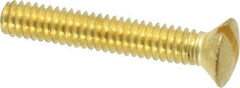 Value Collection - #8-32 UNC, 1" OAL Slotted Drive Machine Screw - Oval Head, Brass, Uncoated, Without Washer - Apex Tool & Supply