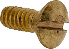 Value Collection - #10-24 UNC, 1/2" OAL Slotted Drive Machine Screw - Oval Head, Brass, Uncoated, Without Washer - Apex Tool & Supply
