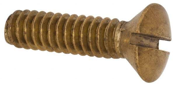 Value Collection - #10-24 UNC, 3/4" OAL Slotted Drive Machine Screw - Oval Head, Brass, Uncoated, Without Washer - Apex Tool & Supply