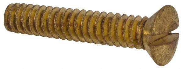 Value Collection - #10-24 UNC, 1" OAL Slotted Drive Machine Screw - Oval Head, Brass, Uncoated, Without Washer - Apex Tool & Supply