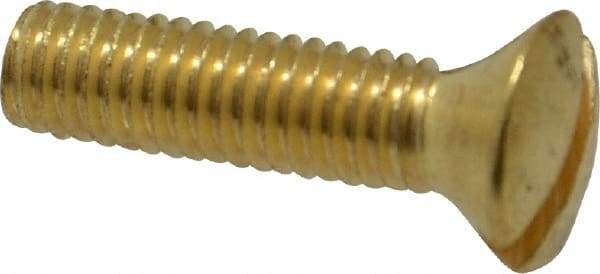 Value Collection - #10-32 UNF, 3/4" OAL Slotted Drive Machine Screw - Oval Head, Brass, Uncoated, Without Washer - Apex Tool & Supply