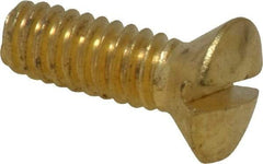 Value Collection - 1/4-20 UNC, 3/4" OAL Slotted Drive Machine Screw - Oval Head, Brass, Uncoated, Without Washer - Apex Tool & Supply